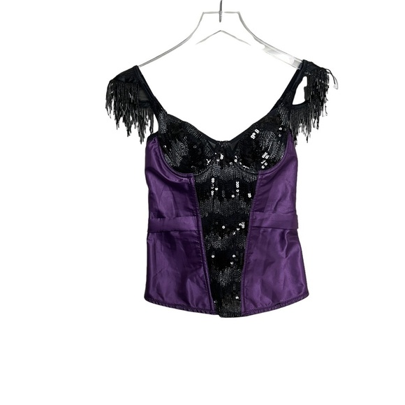 FREDERICK'S OF HOLLYWOOD | Purple Steel Bone Corset Bustier Glam Goth - Picture 1 of 7